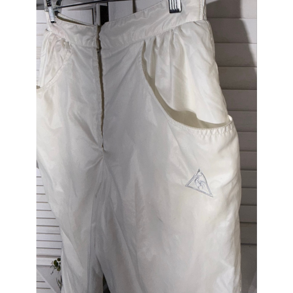 Le Coq Sportif vintage white pants wide legs waterproof elastic waist sz M - Picture 3 of 11